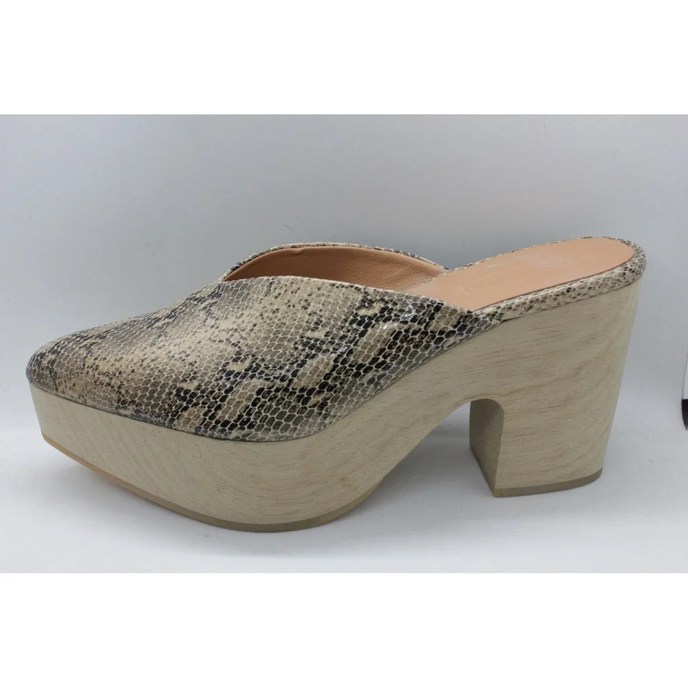 Rachel Comey Snakeskin Embossed Leather Wood Clog Mule Heels Women's 8.5